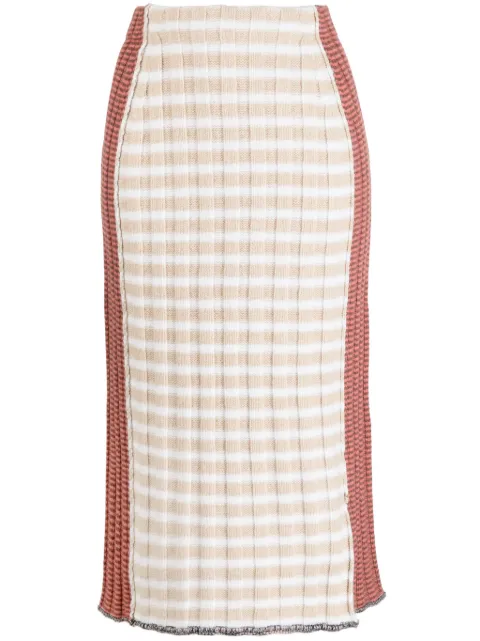 YANYAN KNITS check-print knitted skirt Multicolour YYW238073