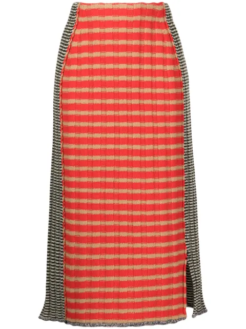 YANYAN KNITS check-print knitted skirt Multicolour YYW238071