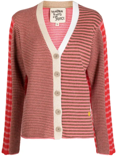 YANYAN KNITS striped V-neck cardigan Red YYW238032