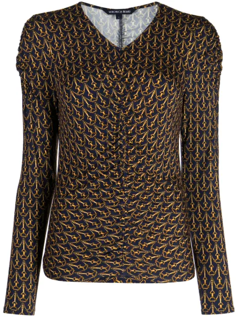 Veronica Beard Neeta monogram top Blue J2309JY15S0714