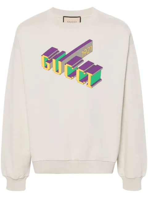Gucci logo-print cotton sweatshirt Neutrals 768530XJF3H