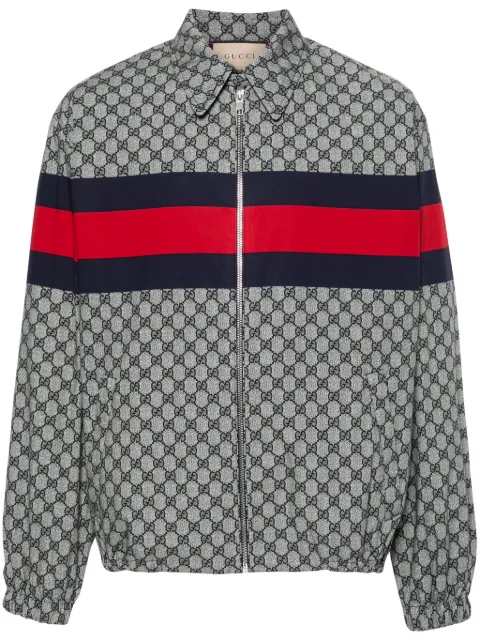 Gucci GG-print cotton bomber jacket Blue 770373ZAPEV