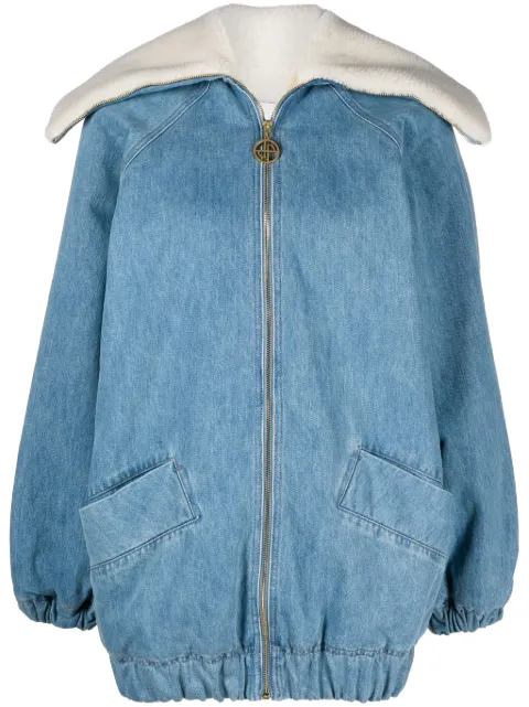 Patou faux shearling-trim denim jacket Blue OU0230008630B