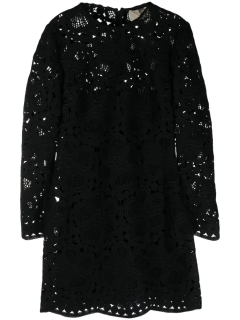 Elie Saab floral-macramé weaved minidress Black 15603