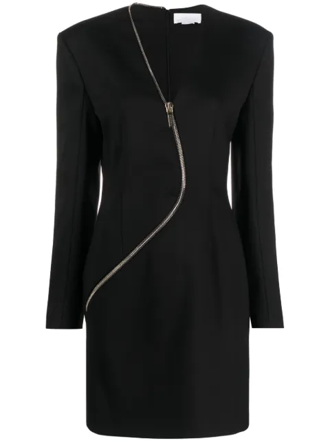 Genny decorative-zip long-sleeve minidress Black 75AJO492N0062
