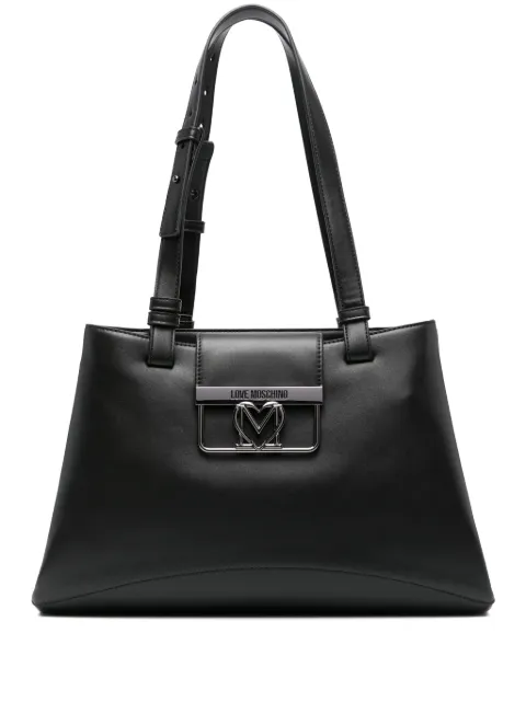Love Moschino large heart plaque shoulder bag Black JC4202PP0HKW0000
