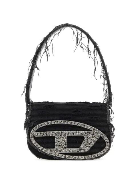 Diesel 1DR-iconic shoulder bag in canvas and leather Black X08396P6319