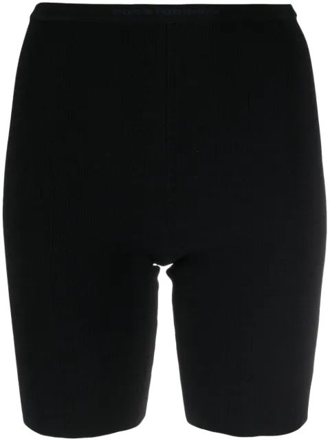 Rabanne logo-waistband skinny track shorts Black 23AMPA302ML0236