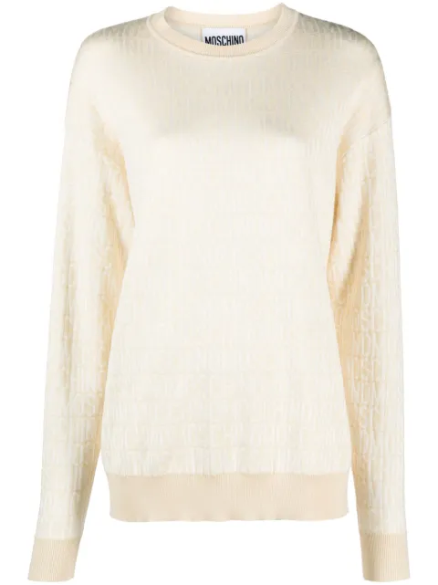 Moschino logo-print sweater Neutrals A09022700