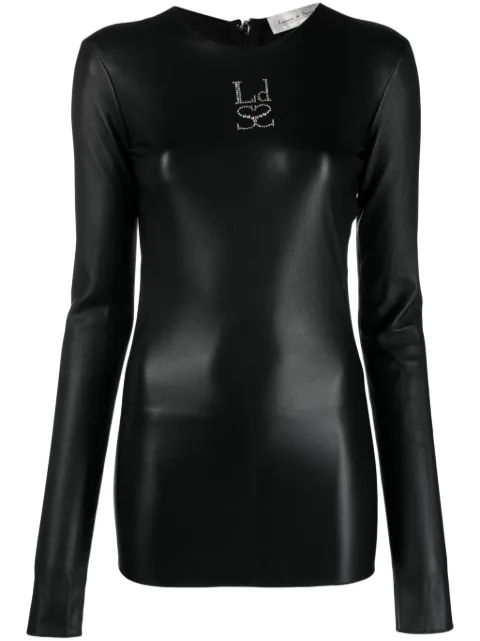 Ludovic de Saint Sernin rhinestone-embellished leather top Black TP003ULEA002
