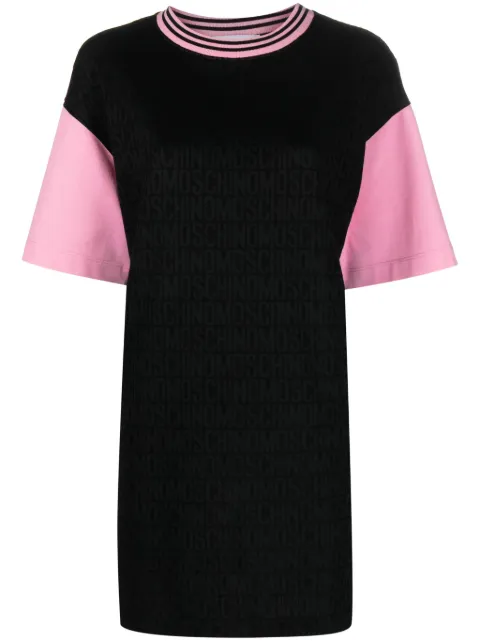 Moschino logo-jacquard panelled minidress Black A04142745