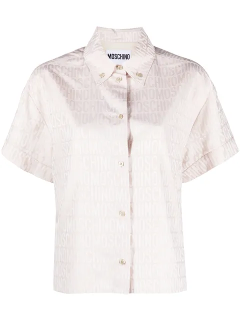 Moschino logo-jacquard short-sleeve shirt Brown A02062731