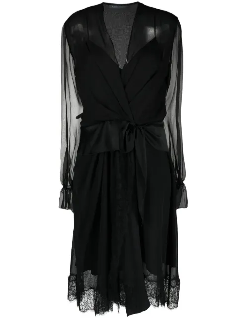 Alberta Ferretti lace-trim midi dress Black A04075114