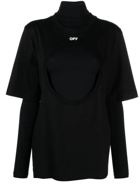 Off-White Meteor double-layer cotton T-shirt Black OWAD231F23JER0011001