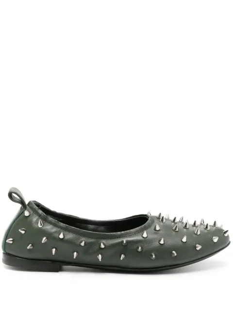 AGL Milly spike-stud leather ballerina shoes Green D544010PCSOFTY