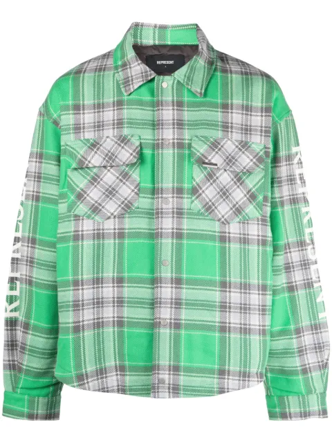 Represent quilted cotton blend over shirt Green ML2004