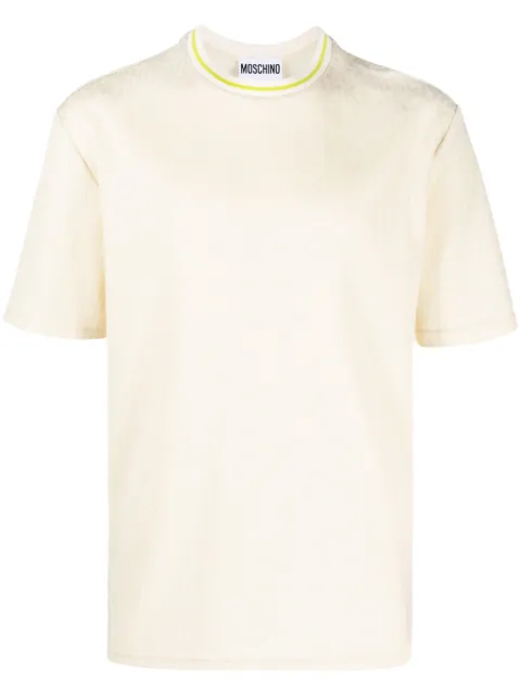 Moschino logo-embroidered crew-neck T-shirt Neutrals A07042645