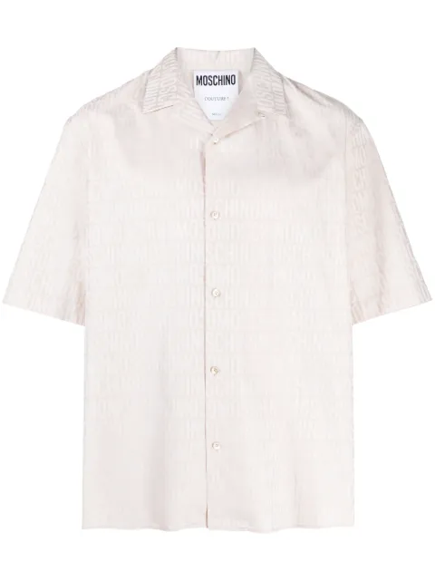 Moschino logo-jacquard cotton shirt Neutrals A02022631