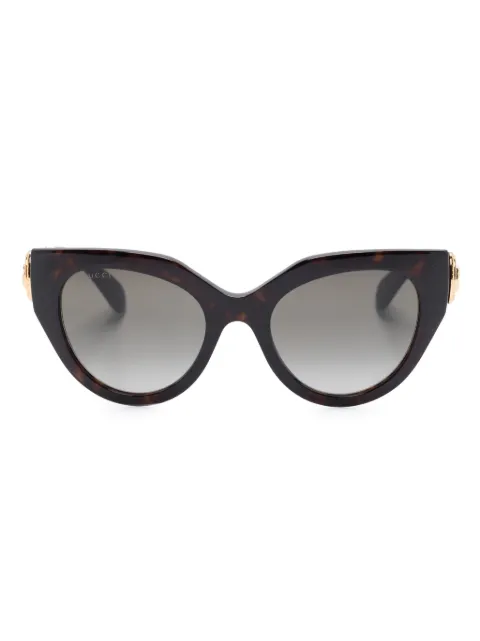 Gucci Eyewear logo-plaque cat eye-frame sunglasses Brown GG1408S003
