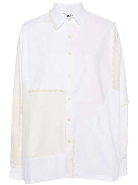 CAVIA panelled crochet-trim shirt Neutrals CS24F11W