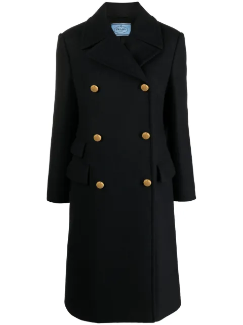 Prada virgin wool double-breasted coat Black P650QE11H4