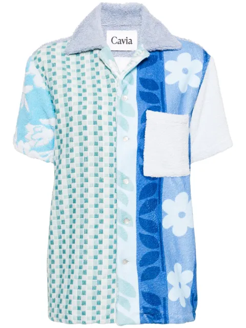 CAVIA colour-block terry-cloth shirt Blue CS24F36