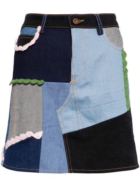 CAVIA patchwork denim miniskirt Blue CS24F15B