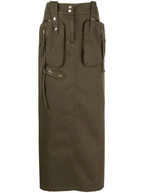 Blumarine mid-rise cotton maxi skirt Green P422J108A
