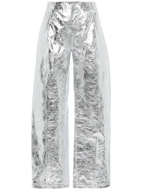 David Koma metallic leather wide-lg trousers Silver RE24DK19TR