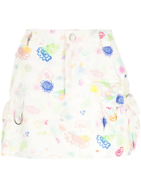 Collina Strada floral-print cotton miniskirt Multicolour XX7128