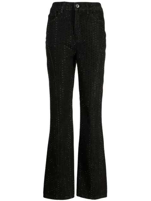 Self-Portrait mid-rise embellished flared jeans Black RS24807PSL