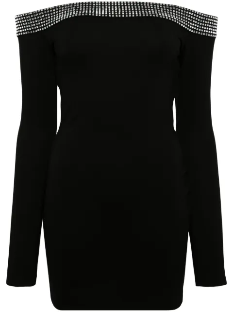 David Koma crystal-embellished off-shoulder dress Black RE24DK33DA