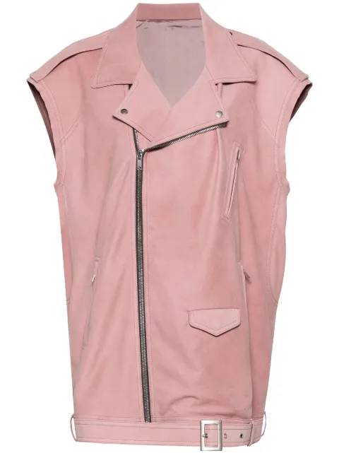 Rick Owens biker-style leather waistcoat Pink RP01D2762LCK