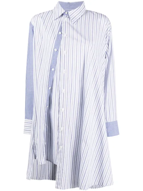 Yohji Yamamoto asymmetric striped cotton shirt White FYB52802