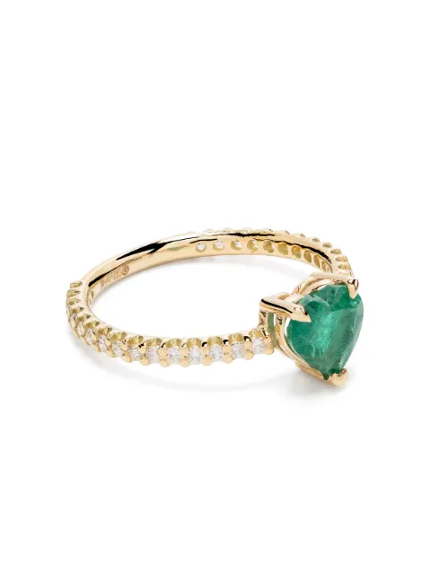 SHAY 18CT yellow gold zambian emerald and diamond pinky ring Gold SR151