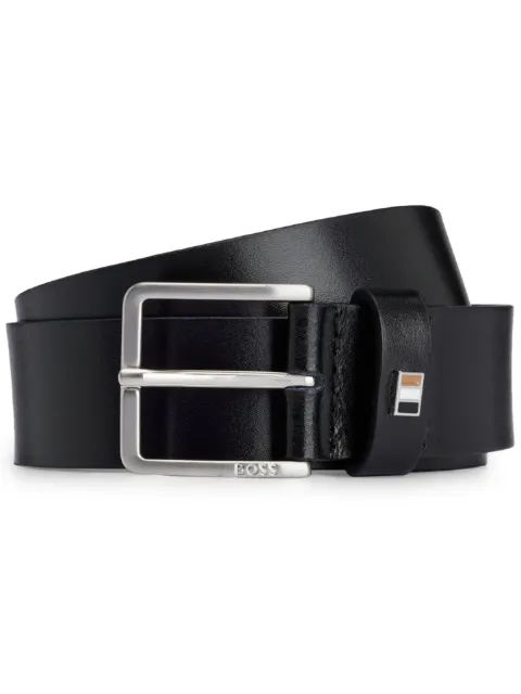 BOSS italian-leather belt with signature-stripe keeper Black 50486839