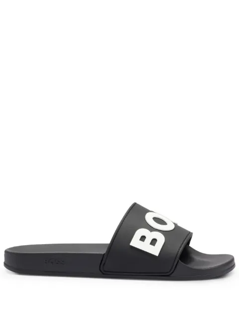 BOSS logo-embossed open-toe slides Black 50498241