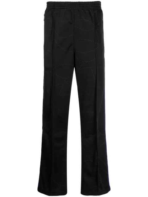 Needles logo-embroidered straight-leg trousers Black MR609
