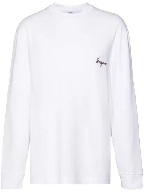 Ferragamo botanical-print long-sleeved T-shirt White 770557