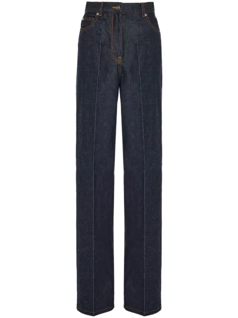 Ferragamo logo-appliqué contrast-stitching wide-leg jeans Blue 770558