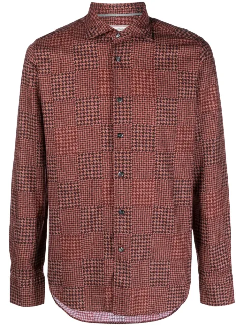 Tintoria Mattei dogtooth-print cotton shirt Red RTZNJW