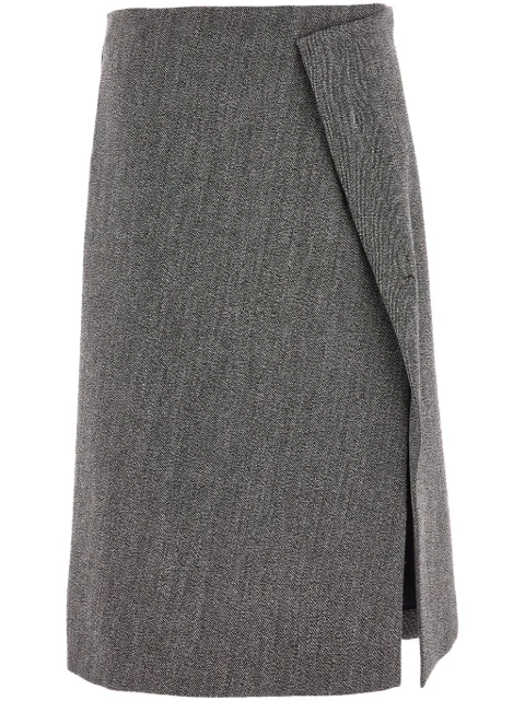 Ferragamo tweed wrap midi skirt Grey 771168