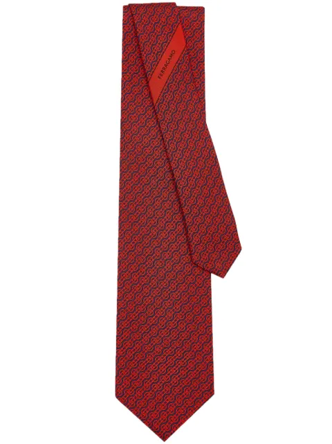 Ferragamo woven print silk tie Blue 768528