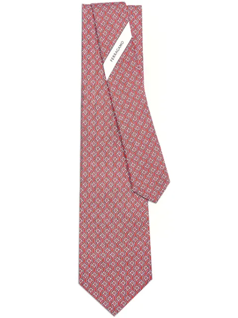 Ferragamo tetris-print silk tie Red 768565