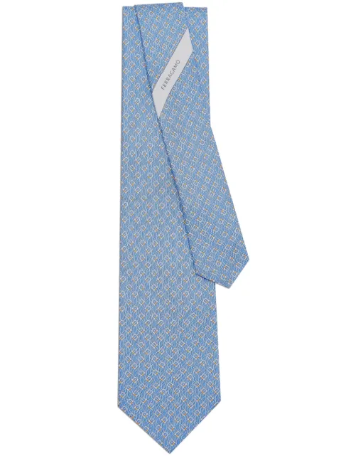Ferragamo Tetris-print silk tie Blue 768564