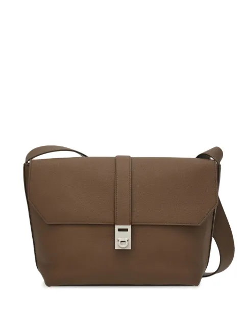 Ferragamo Gancini-plaque leather messenger bag Brown 769762