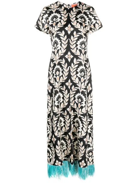 La DoubleJ Swing feather-trim dress Black DRE0316SIL001GHI01BL01