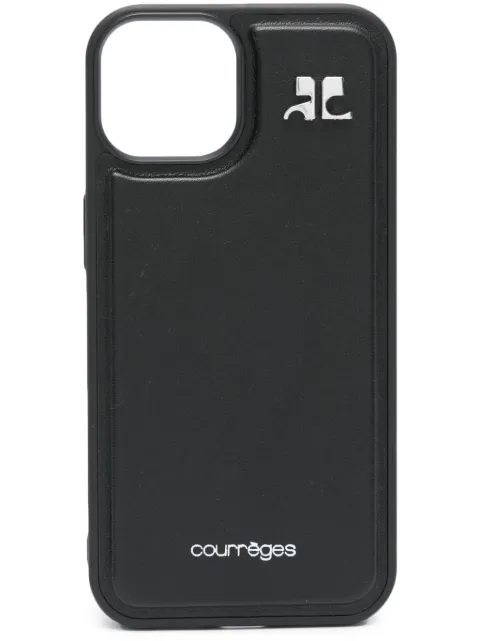 Courrèges iPhone 14 logo-plaque case Black 323AAC012CR0038