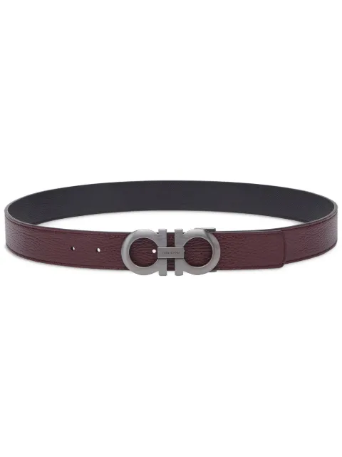 Ferragamo Gancini-buckle leather belt Red 770738