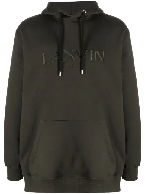 Lanvin logo-embroidered cotton hoodie Green RMHO0009J210H23